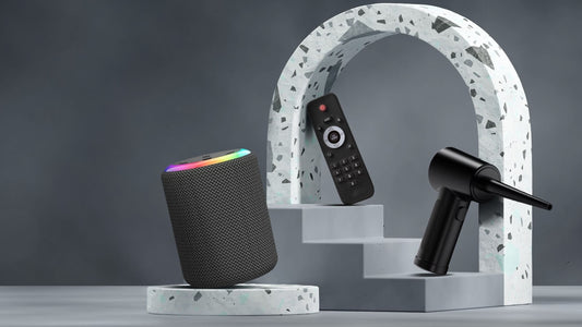 Top Vision Beam accessories for 2025 including Bluetooth speaker, air duster, and remote control on modern display